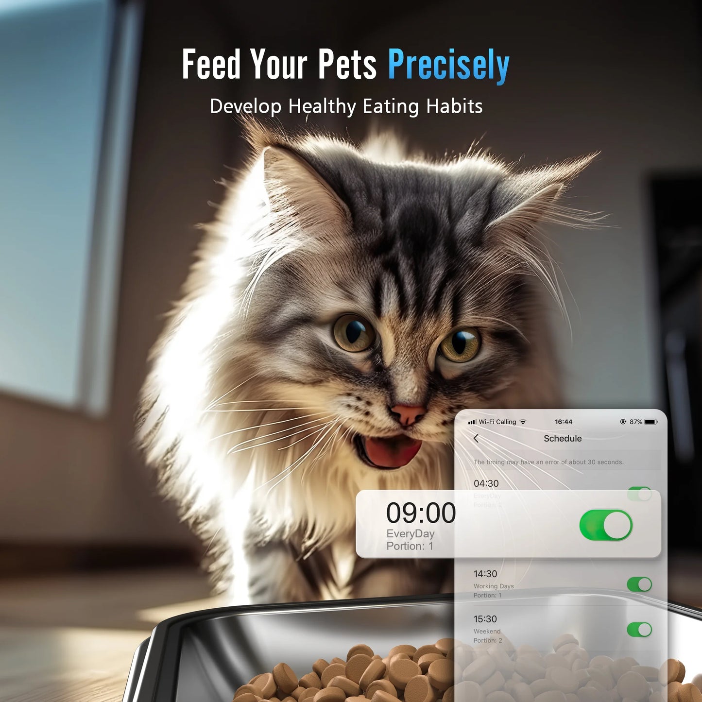 5L/20 Cups Automatic Cat Feeder with 5G Wifi & APP Control, PRO Double Bowl Cat Food Dispenser with 1 Desiccant Bag, Timed Automatic Pet Feeder for 2 Cats/2 Small Dogs - Black
