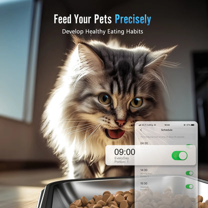 5L/20 Cups Automatic Cat Feeder with 5G Wifi & APP Control, PRO Double Bowl Cat Food Dispenser with 1 Desiccant Bag, Timed Automatic Pet Feeder for 2 Cats/2 Small Dogs - Black
