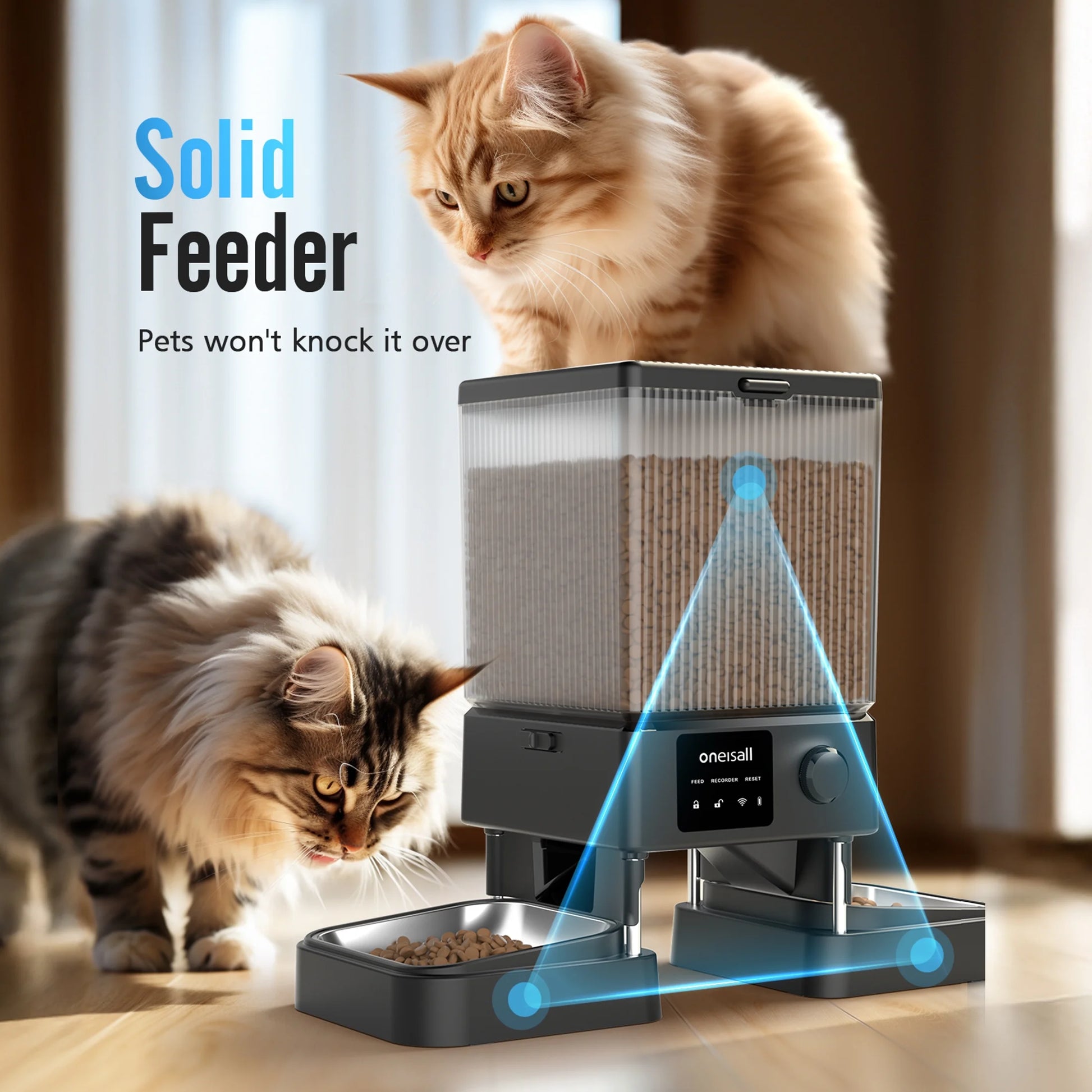 5L/20 Cups Automatic Cat Feeder with 5G Wifi & APP Control, PRO Double Bowl Cat Food Dispenser with 1 Desiccant Bag, Timed Automatic Pet Feeder for 2 Cats/2 Small Dogs - Black