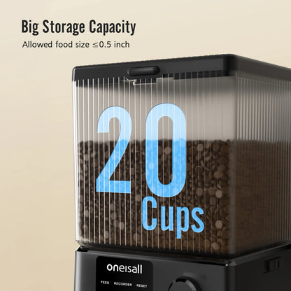 5L/20 Cups Automatic Cat Feeder with 5G Wifi & APP Control, PRO Double Bowl Cat Food Dispenser with 1 Desiccant Bag, Timed Automatic Pet Feeder for 2 Cats/2 Small Dogs - Black