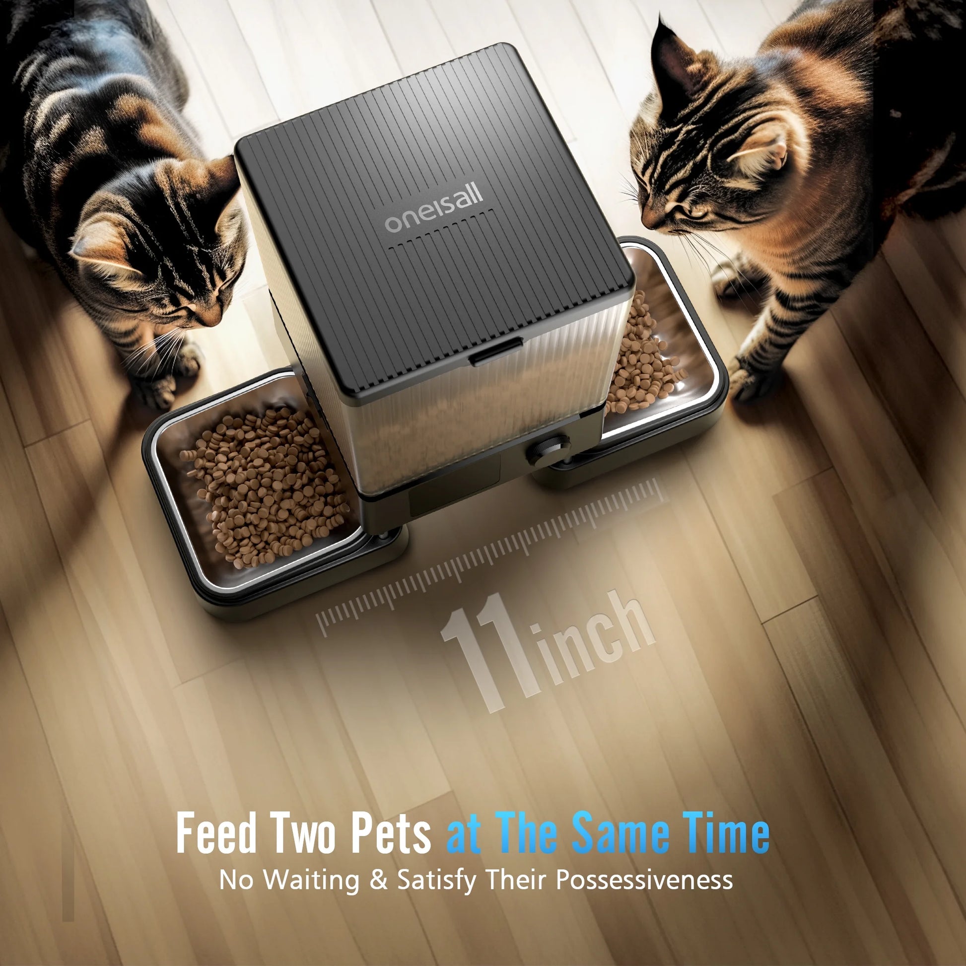 5L/20 Cups Automatic Cat Feeder with 5G Wifi & APP Control, PRO Double Bowl Cat Food Dispenser with 1 Desiccant Bag, Timed Automatic Pet Feeder for 2 Cats/2 Small Dogs - Black