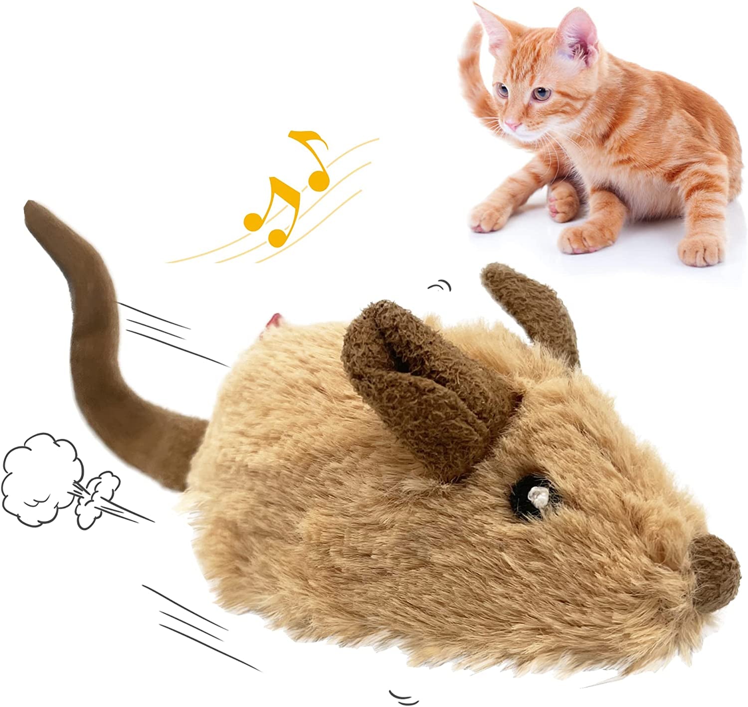 Interactive Moving Mouse Cat Toy with Realistic Squeaky Sound, Automatic Mouse Toys for Indoor Cats, Electronic Mouse Toy