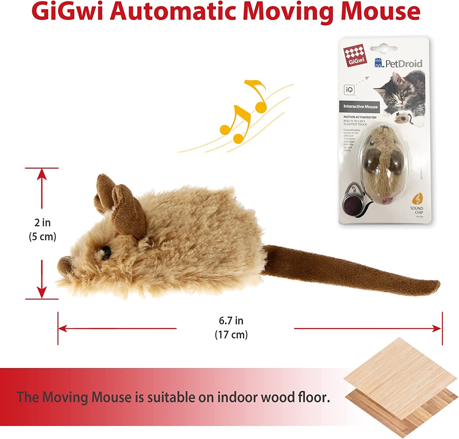 Interactive Moving Mouse Cat Toy with Realistic Squeaky Sound, Automatic Mouse Toys for Indoor Cats, Electronic Mouse Toy